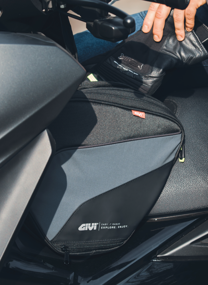 GIVI Magnetic Soft Tank Bag mounted on a bike.