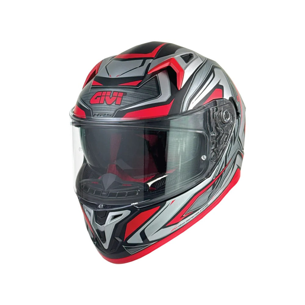 GIVI 50.9 ATOMIC Full-Face Motorcycle Helmet - Red, Black, and Silver Graphic