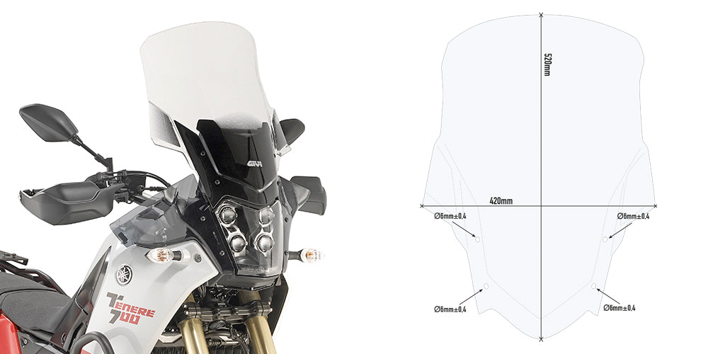 D2145ST | SPECIFIC WINDSCREEN FOR YAMAHA TENERE 700 (21-24)
