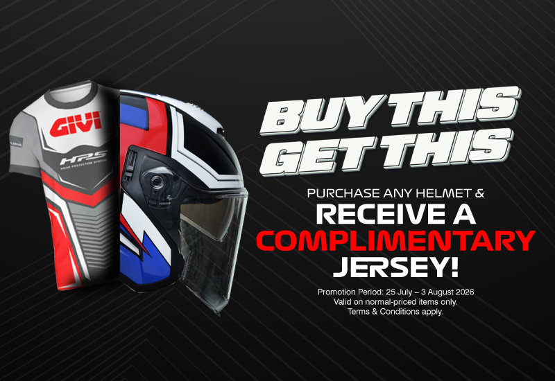 Purchase any full-priced helmet and receive a complimentary jersey from 25 July to 5 August